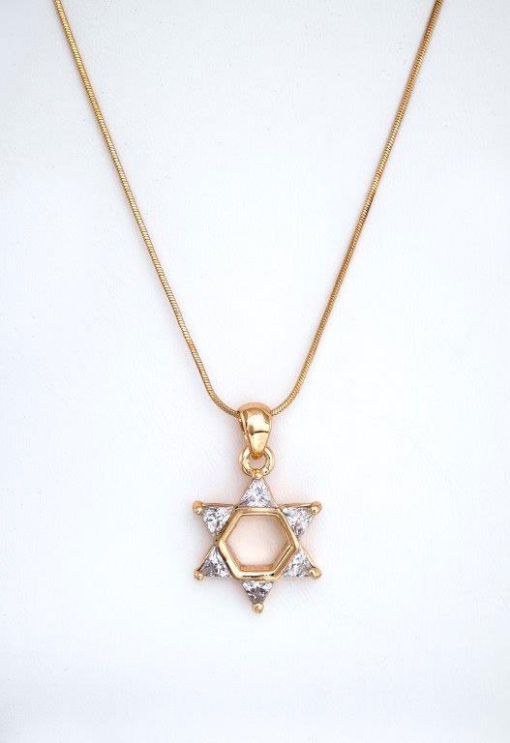 Star of David Jewel Tipped Necklace